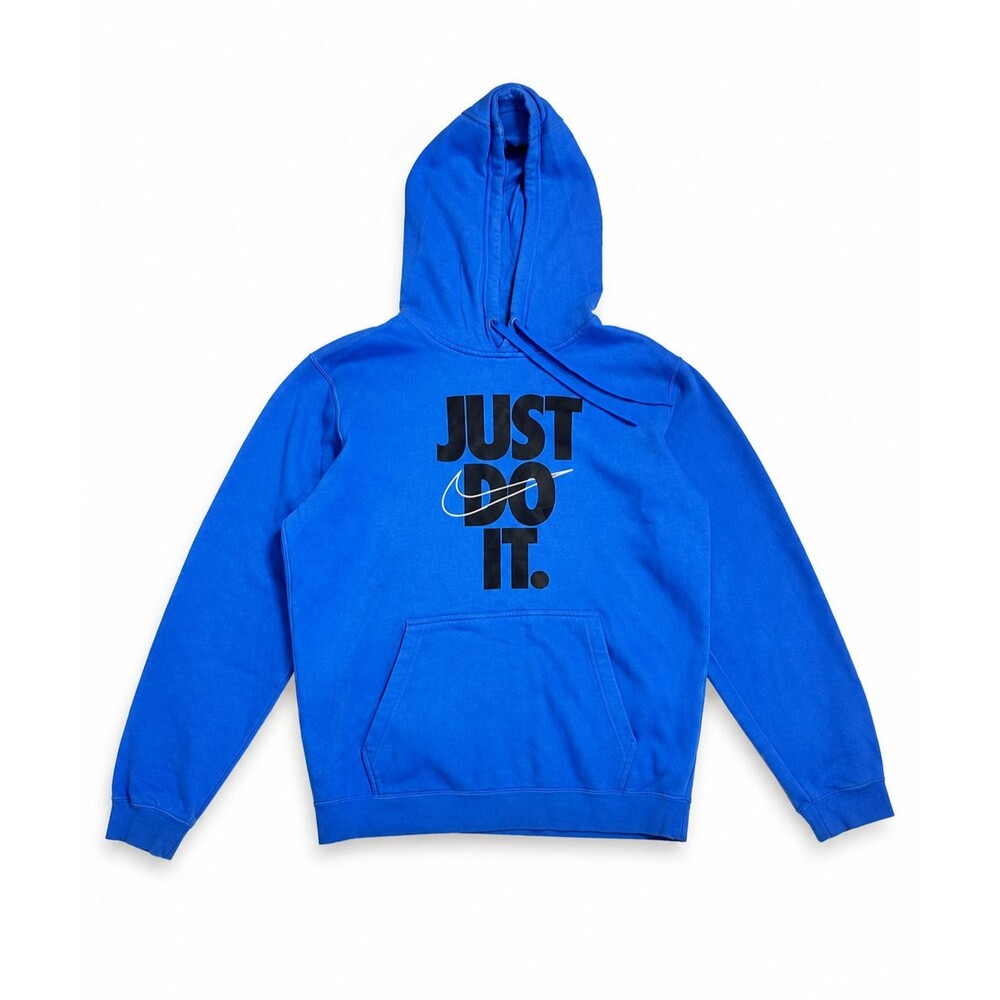 Title: Nike Men’s Just Do It Pullover Hoodie Blue Black Logo Size Medium